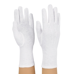 Long-Wristed Cotton Gloves, White Medium