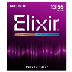 Elixir Polyweb Coated Acoustic Guitar Strings, Medium